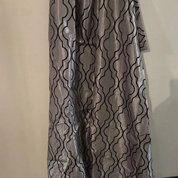 Elegant Gray Patterned Curtain Set of 3 Panels - Picture 2 of 2